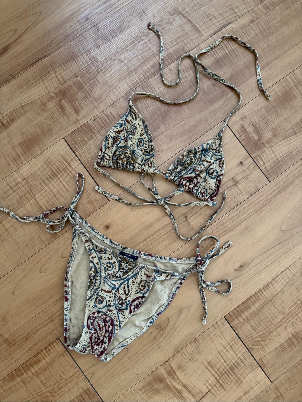 Rare Ralph Lauren Vintage Earth Tones Paisley Print Y2K Bikini Set